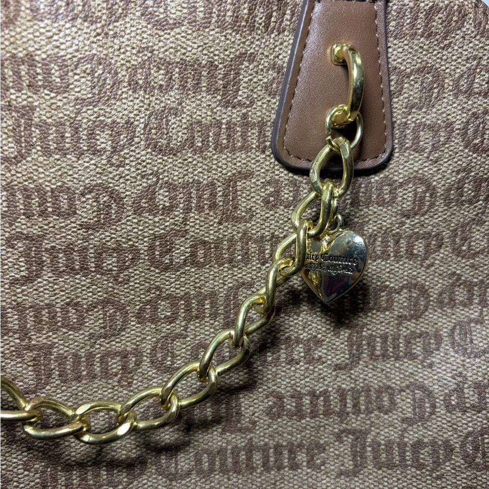 Juicy Couture Brown Logo Dome Satchel with Gold Chain
